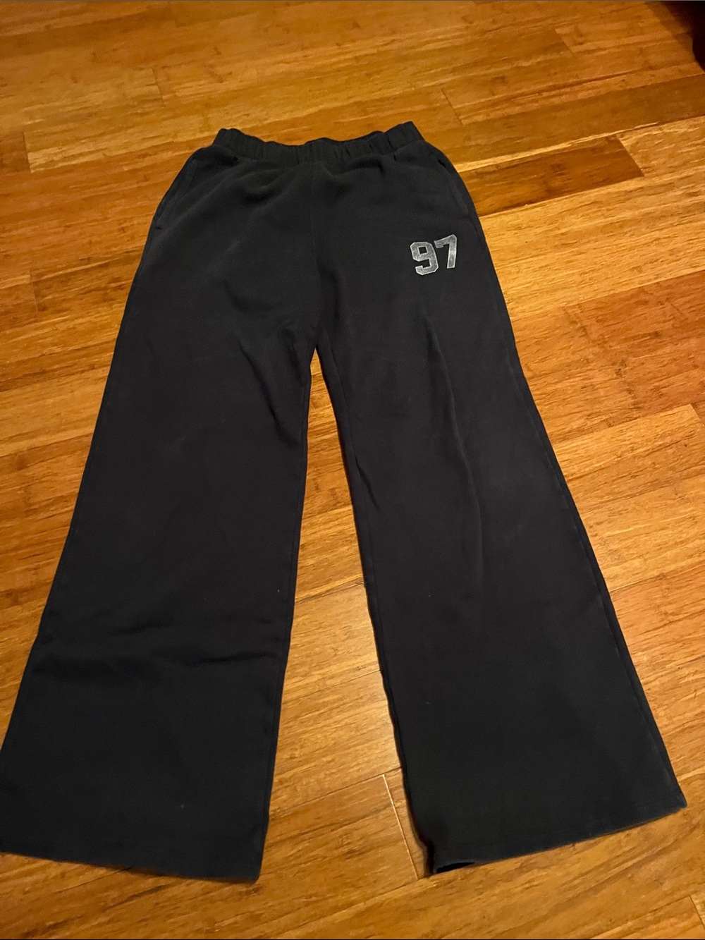 Hollister Black Wide-Leg Kids Sweatpants with '97 Detail